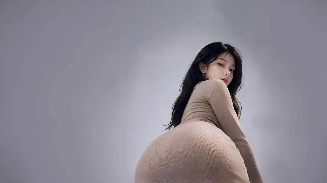2k紧身裙美女壁纸｜背景图片 - 长发翘臀写真「哲风壁纸」