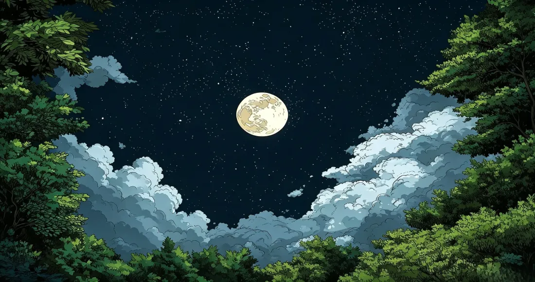 3k满月星空森林壁纸｜动漫风景背景图片 - 治愈夜空「哲风壁纸」