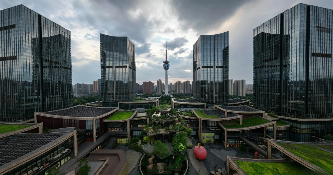 3k西安CCBD城市天际线壁纸｜现代摩天楼背景图片 - 陕西广播电视塔「哲风壁纸」