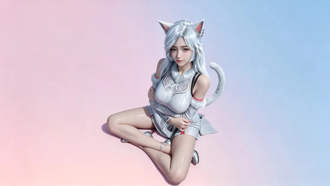 3k银月壁纸｜凡人修仙传背景图片 - 银发狐耳少女3D立绘「哲风壁纸」