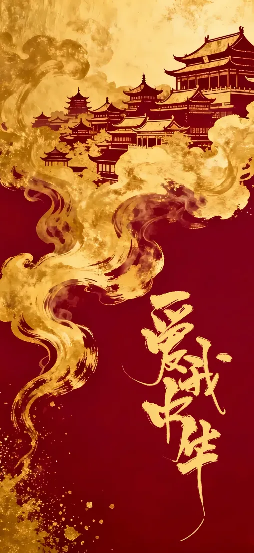 爱我中华手机壁纸｜国庆节背景图片 - 金龙祥云古风宫殿「哲风壁纸」