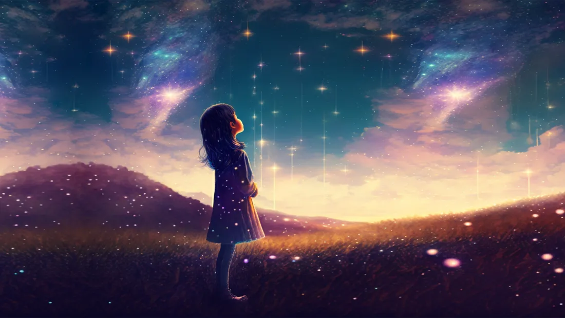 4k星空女孩电脑壁纸｜梦幻山野背景图片 - 治愈氛围感「哲风壁纸」