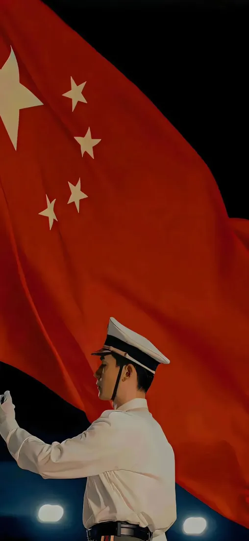 中国国旗仪仗兵手机壁纸｜五星红旗下海军军人背景图片 - 庄严肃穆爱国军旅「哲风壁纸」