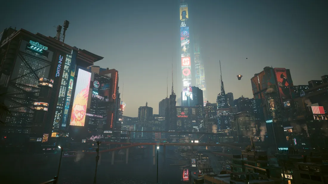 4k赛博朋克2077壁纸｜夜之城背景图片 - 黄昏霓虹未来都市高楼「哲风壁纸」