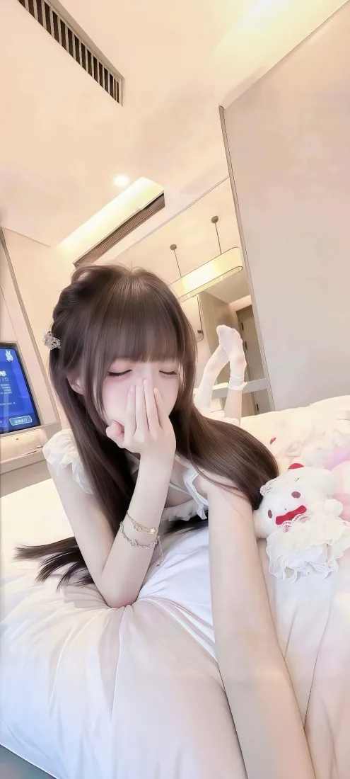 软萌少女手机壁纸｜卧室背景图片 - 齐刘海长发居家可爱女生「哲风壁纸」