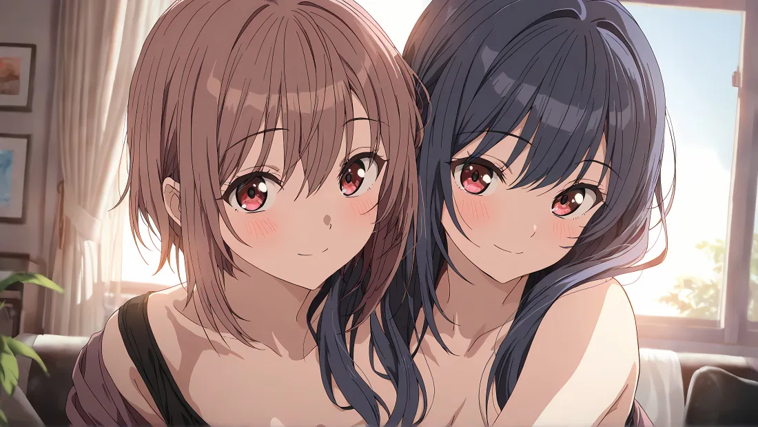 4k双马尾少女壁纸｜居家窗边背景图片 - 棕发黑发贴贴「哲风壁纸」
