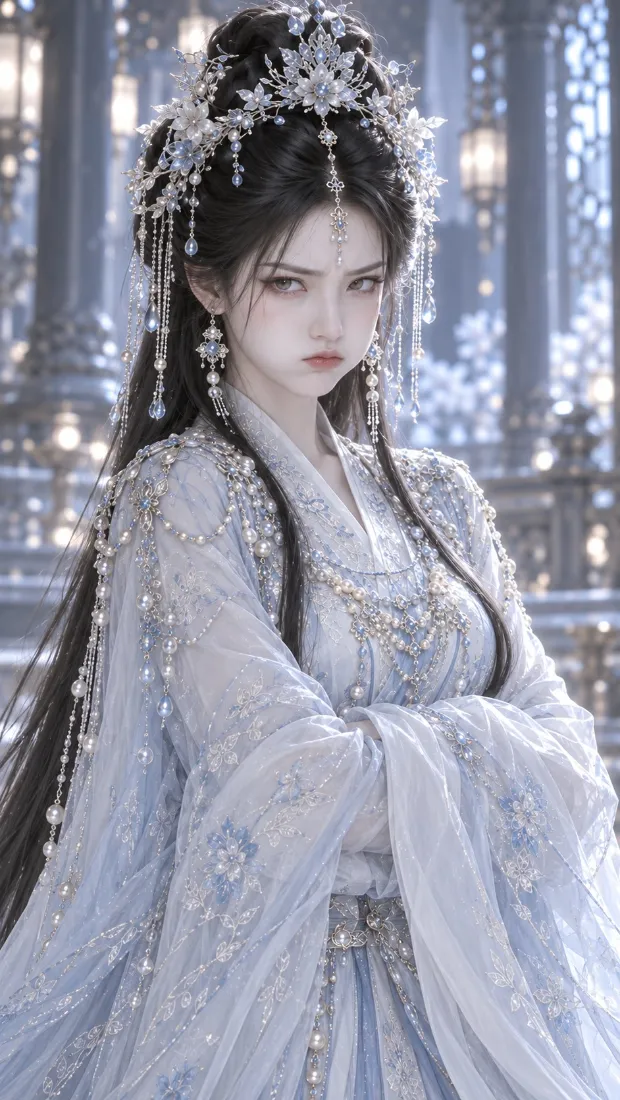 古风白衣女子手机壁纸｜清冷仙气流苏背景图片 - 雪色华服「哲风壁纸」