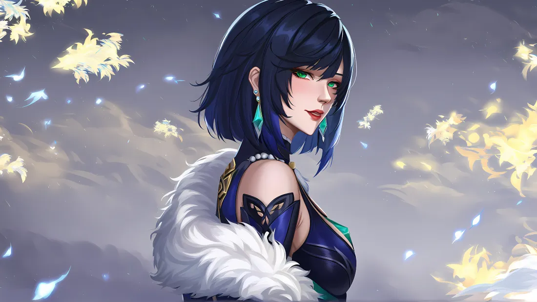 4k夜兰壁纸｜原神背景图片 - 蓝发御姐礼服二创「哲风壁纸」