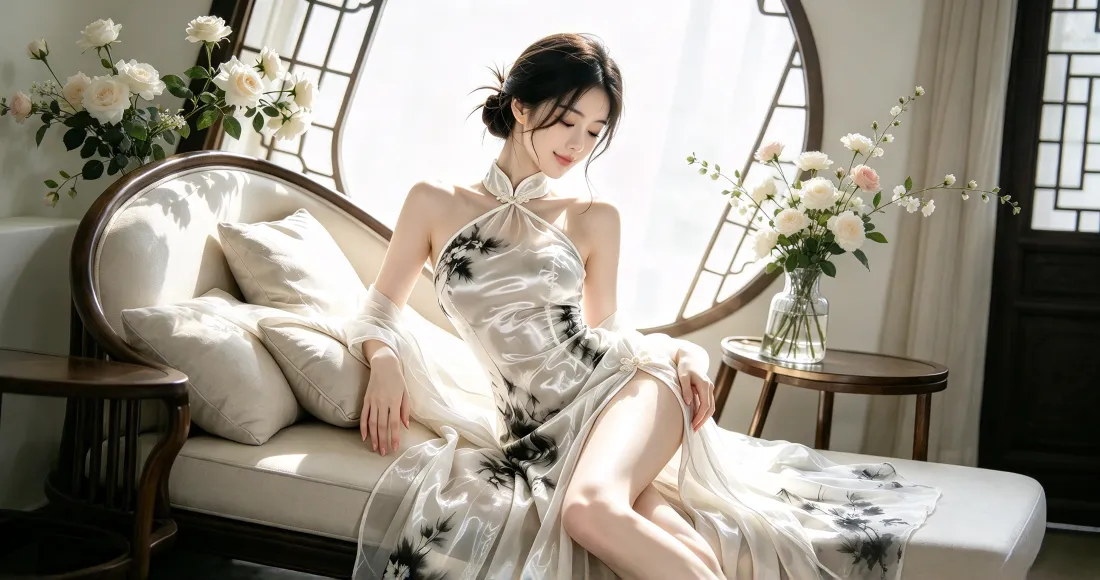 3k旗袍美人壁纸｜新中式背景图片 - 温婉室内写真「哲风壁纸」