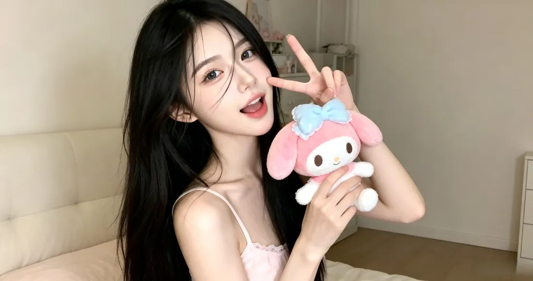 3k美乐蒂少女壁纸｜卧室背景图片 - 甜妹比耶居家随拍「哲风壁纸」