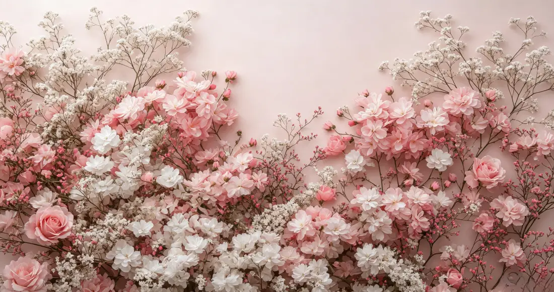 3k粉白玫瑰花墙壁纸｜浪漫花艺背景图片 - 温柔少女心花境「哲风壁纸」
