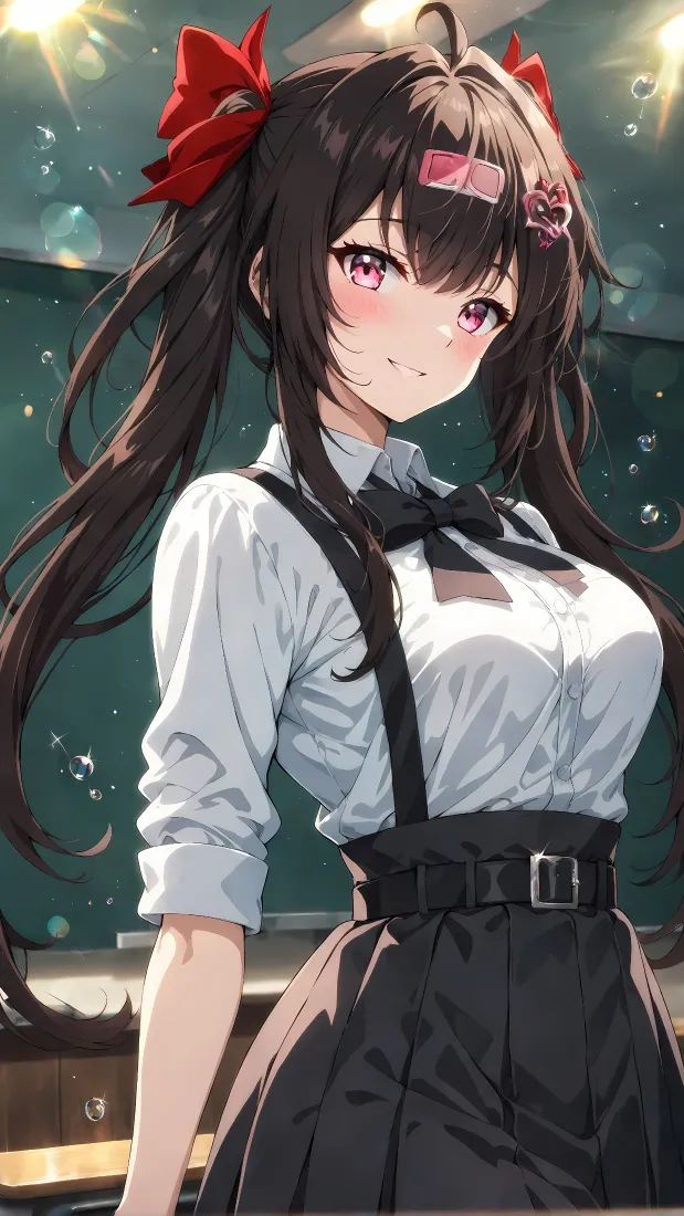 星穹铁道花火手机壁纸｜校服少女背景图片 - 双马尾红蝴蝶结「哲风壁纸」