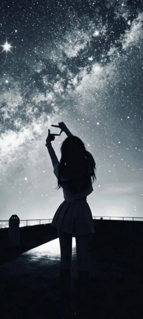星空美女剪影手机壁纸｜银河夜空背景图片 - 浪漫氛围感「哲风壁纸」