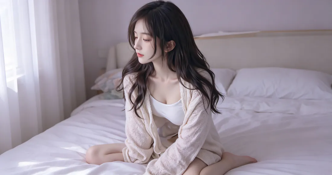 3k居家少女壁纸｜卧室背景图片 - 纯欲慵懒写真「哲风壁纸」