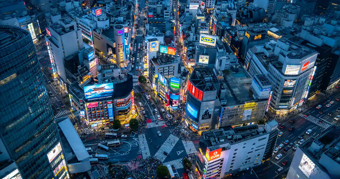 3k涩谷十字路口壁纸｜东京夜景背景图片 - 霓虹航拍都市「哲风壁纸」