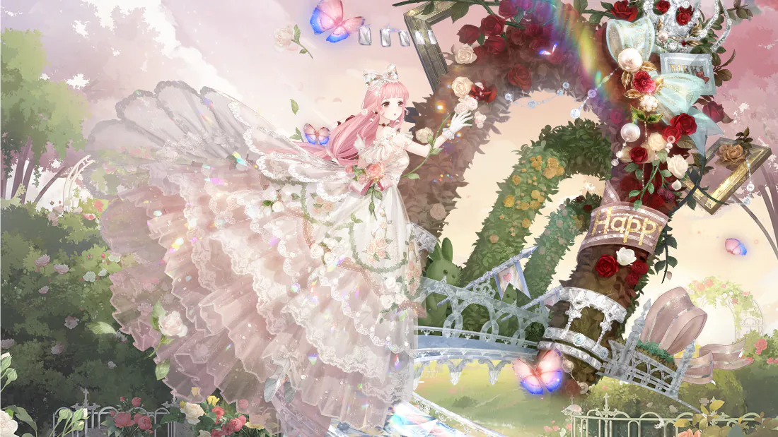 4k奇迹暖暖壁纸｜瑰绮时约背景图片 - 婚纱玫瑰花园「哲风壁纸」