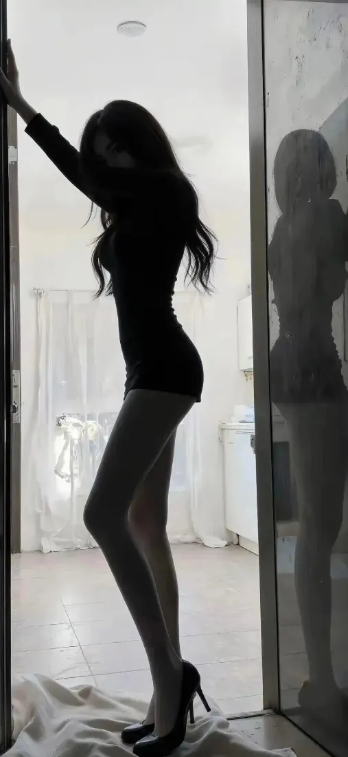 逆光美女剪影手机壁纸｜长腿高跟背景图片 - 室内人像「哲风壁纸」