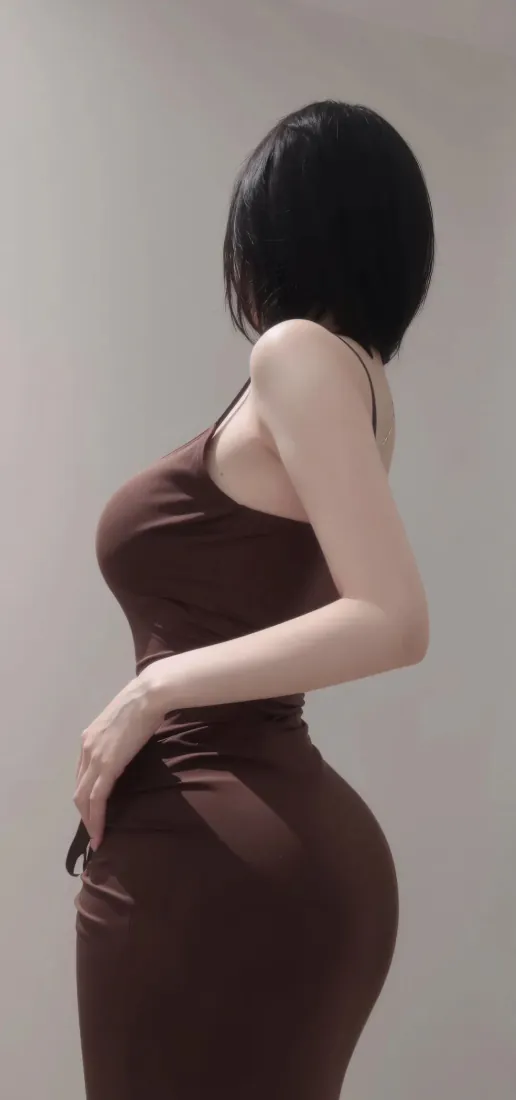 吊带美女手机壁纸｜背景图片 - 短发侧身曲线身材「哲风壁纸」