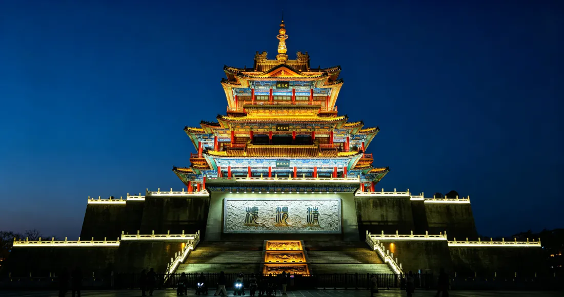 3k紫云楼壁纸｜西安仿唐楼阁背景图片 - 大唐芙蓉园夜景「哲风壁纸」