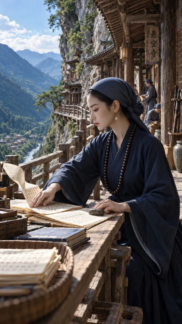 飞狐外传手机壁纸｜袁紫衣黑衣古装背景图片 - 山间木楼阅经「哲风壁纸」