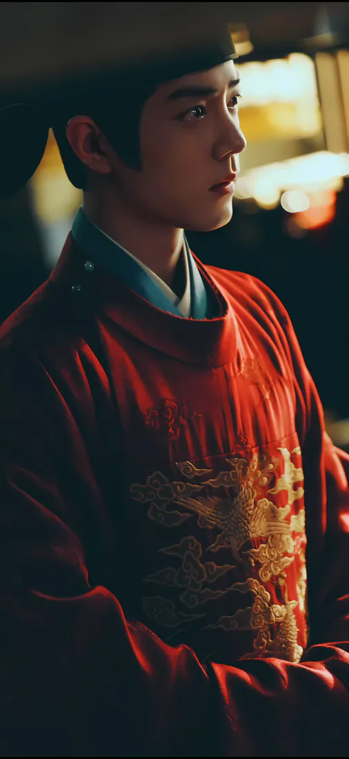 肖战藏海传手机壁纸｜红色官服背景图片 - 古装侧脸「哲风壁纸」