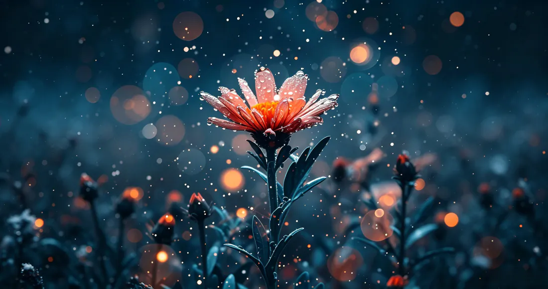 3k橙红雏菊壁纸｜梦幻光斑背景图片 - 暗夜花田「哲风壁纸」