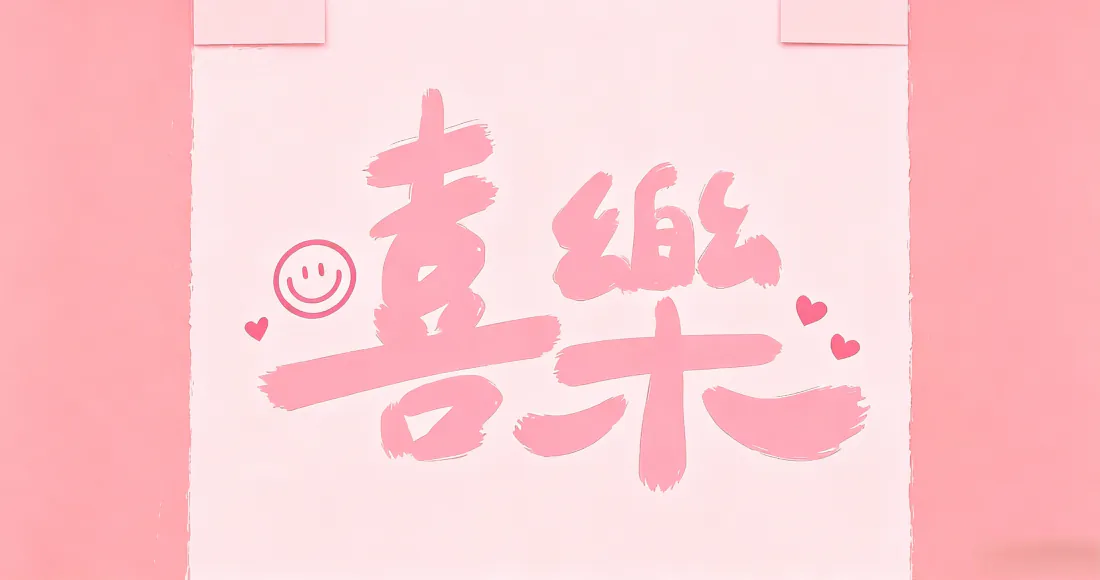 3k喜乐文字壁纸｜粉色治愈背景图片 - 爱心笑脸「哲风壁纸」