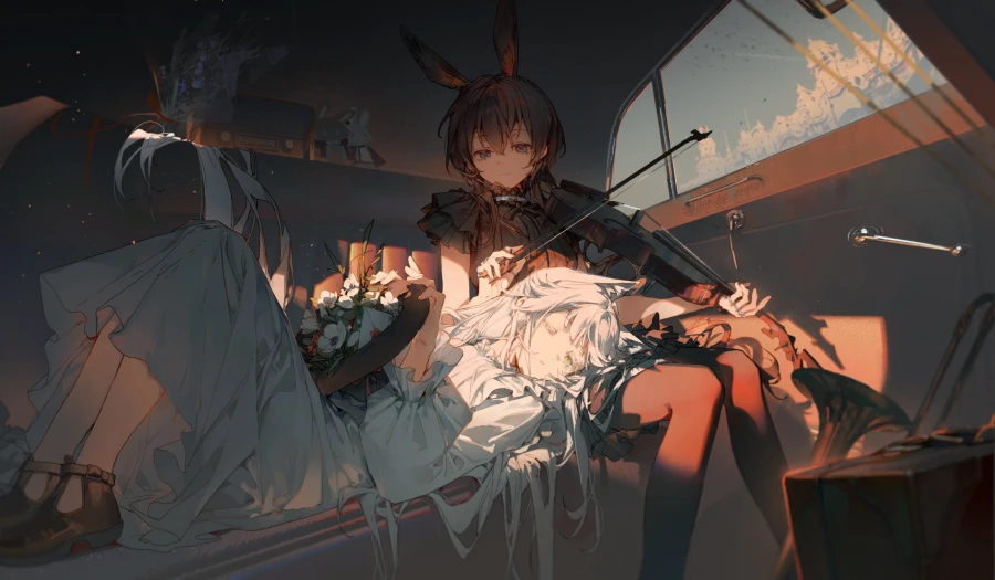 4k乐器壁纸-猫女壁纸-《花朵》图片-小提琴「哲风壁纸」