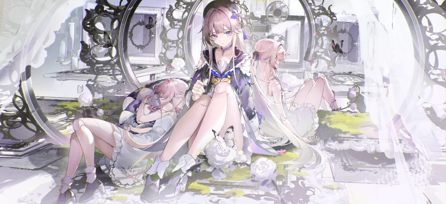 4k花朵壁纸-项圈背景-蝴蝶-崩坏：星星眼轨「哲风壁纸」