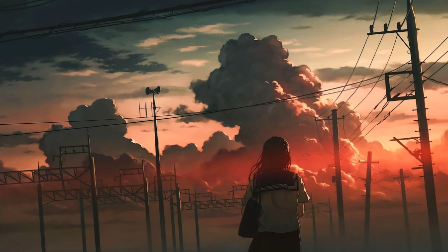 4k日落壁纸-校服背景-《晚霞》「哲风壁纸」