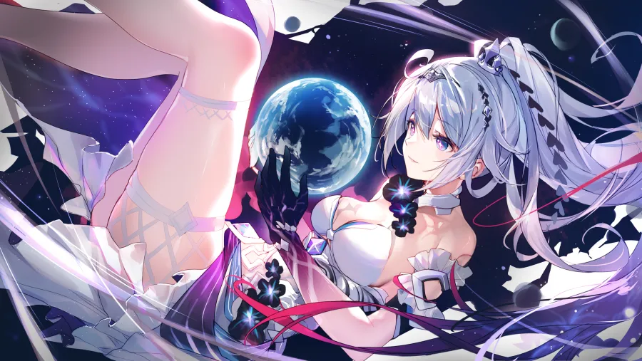 4k月亮壁纸-星星眼眼背景-《王冠》壁纸-马尾辫「哲风壁纸」