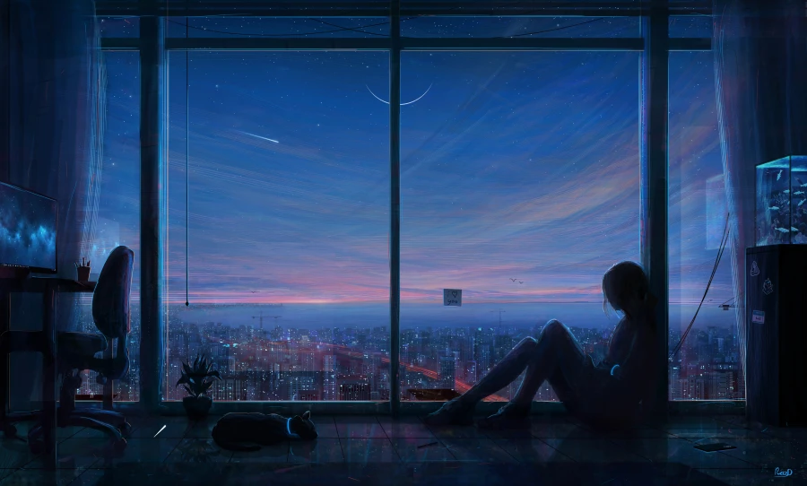 5k星星眼星星眼壁纸-氖背景-动物壁纸-窗户「哲风壁纸」