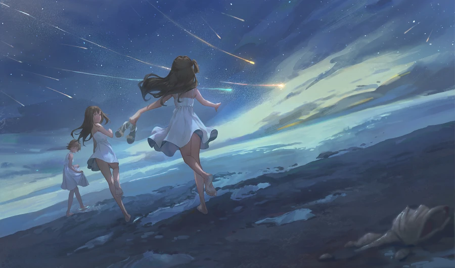 3k星星眼星星眼壁纸-赤脚背景-夜晚-星星眼夜「哲风壁纸」