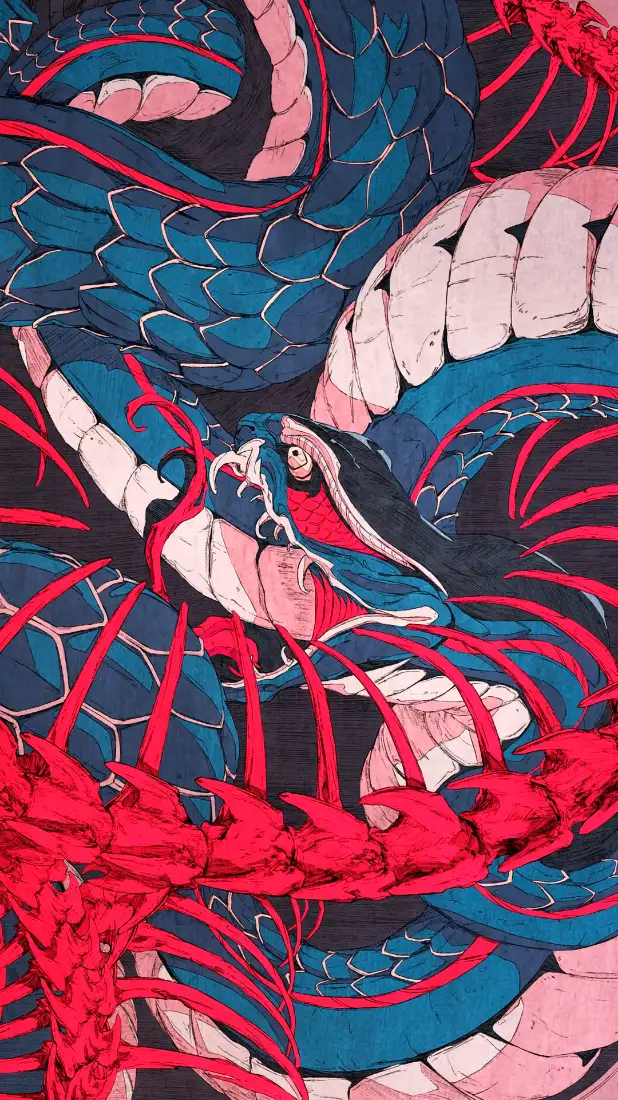 《艺术》手机壁纸-绘画-红色的背景-日本艺术「哲风壁纸」