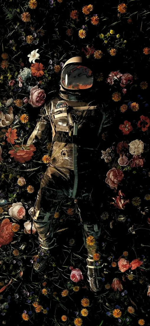 《海报》手机壁纸-绘画背景图片 - 花园背景图片 - 宇航员「哲风壁纸」