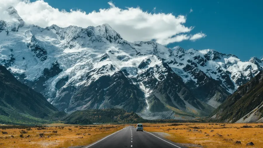 4k雪山壁纸-雪背景-《路》壁纸-车「哲风壁纸」