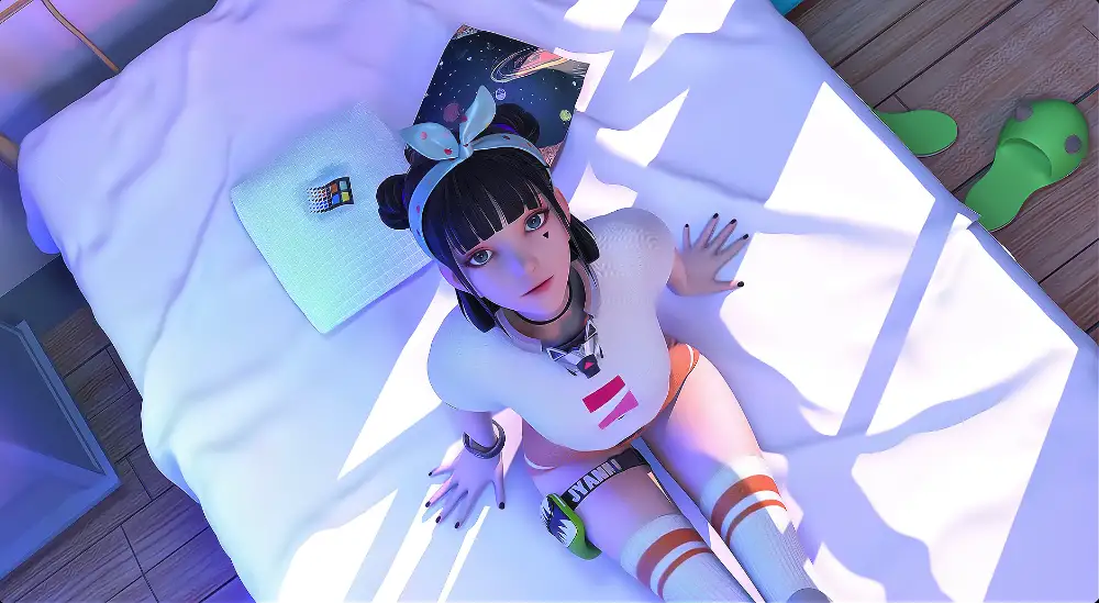 2k集原美壁纸-仰望天空图片-坐在床上壁纸-奇幻少女「哲风壁纸」