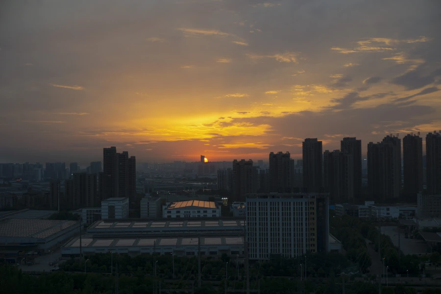 6k太阳壁纸-日落背景-建筑图片-城市「哲风壁纸」