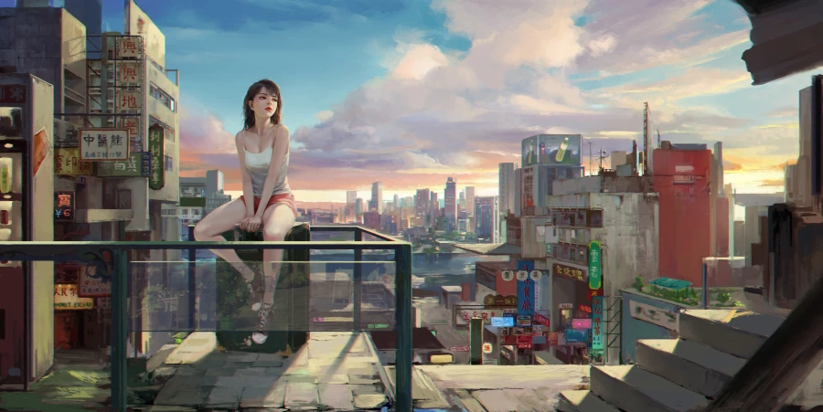 2k短裤壁纸-城市景观壁纸-《眺望远方》壁纸-柴尚·阿特威柴「哲风壁纸」